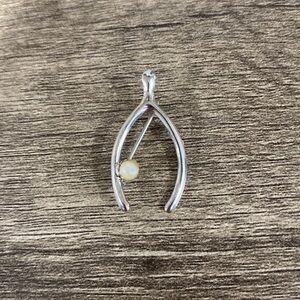Vtg Sterling silver lucky wish bone pin